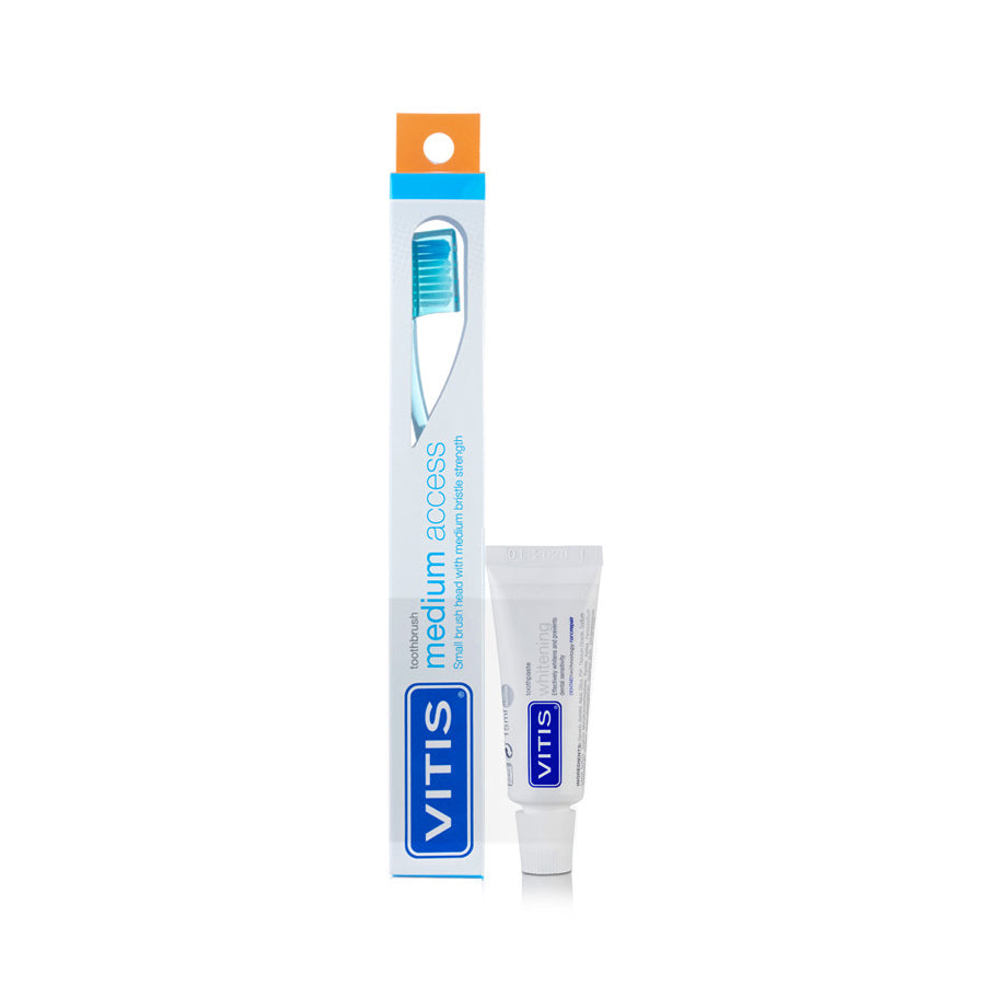 VITIS Toothbrush Medium Access Brush Inc: Whitening sample Toothpaste
